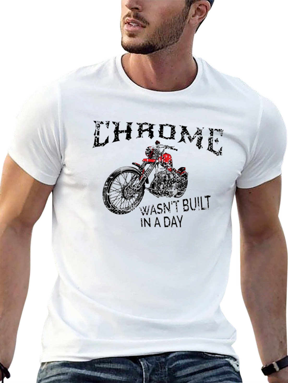 Chrome Motorcycle Graphic T-Shirt - Classic Biker Tee