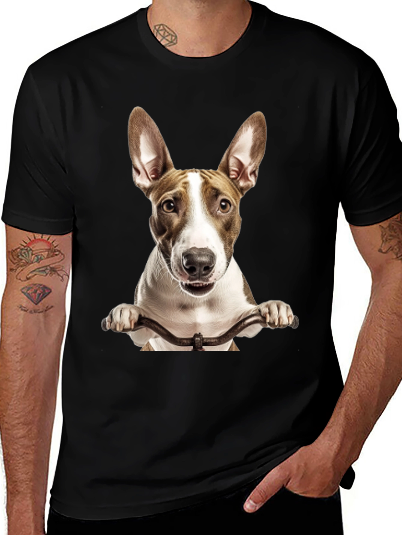 Dog on Bike Graphic Tee - Black