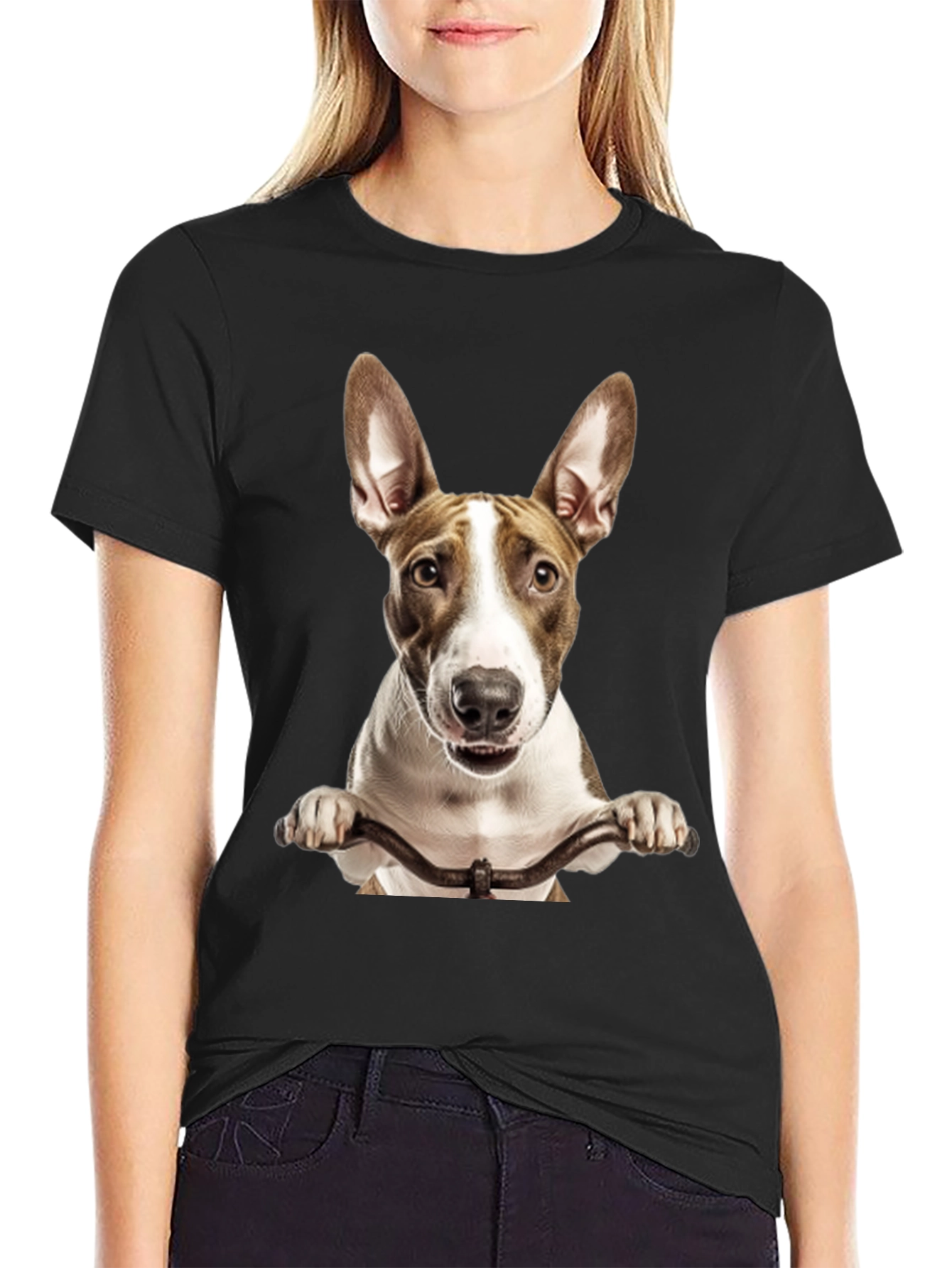 Dog on Bike Graphic Tee - Black