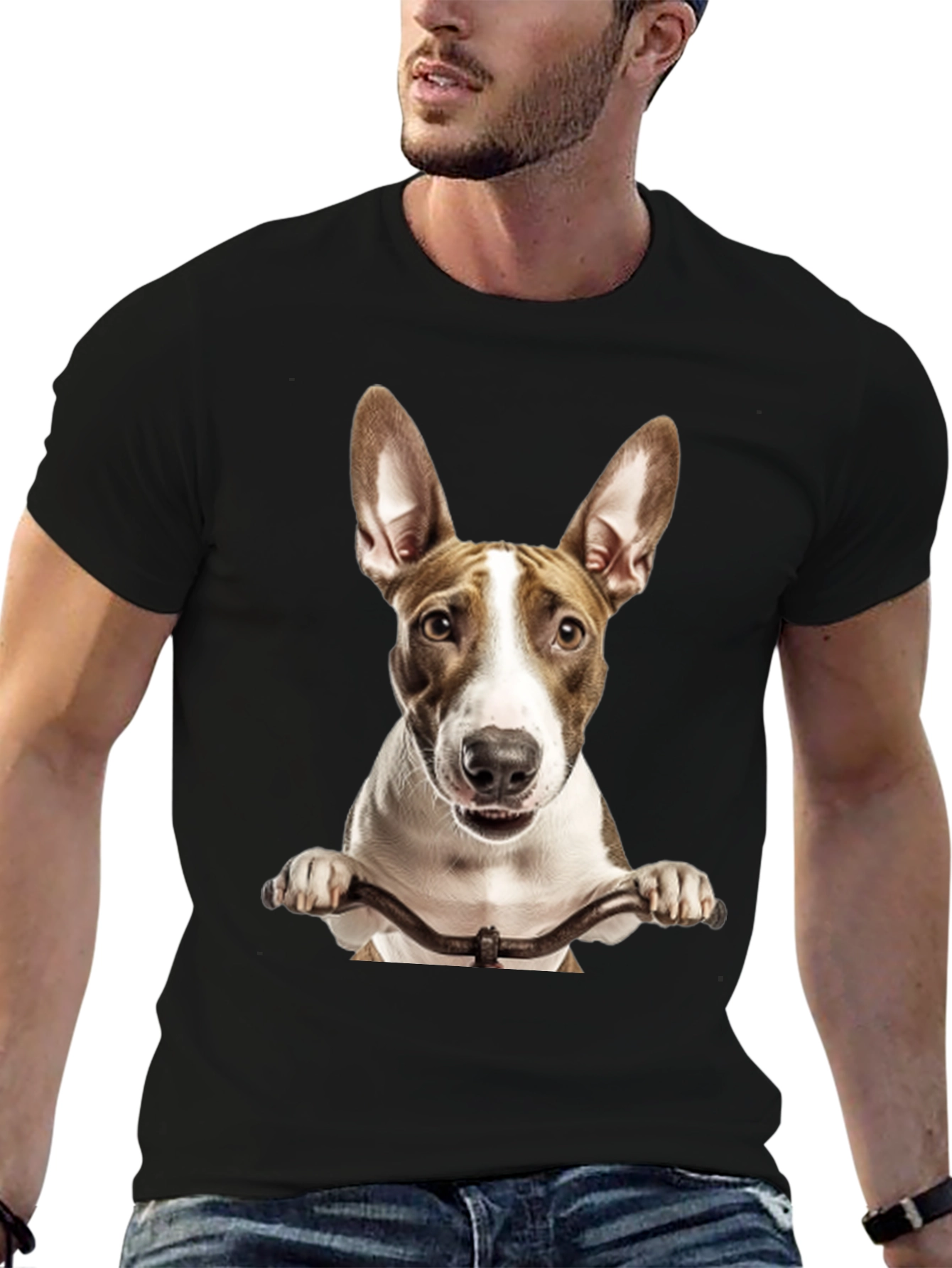 Dog on Bike Graphic Tee - Black