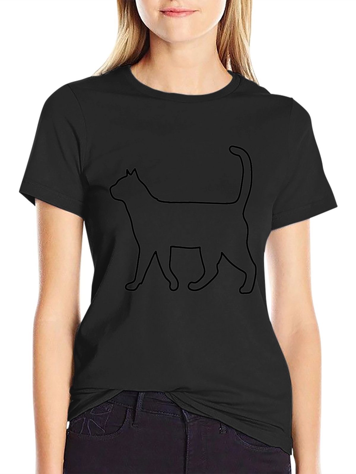 Cat Silhouette Black T-Shirt