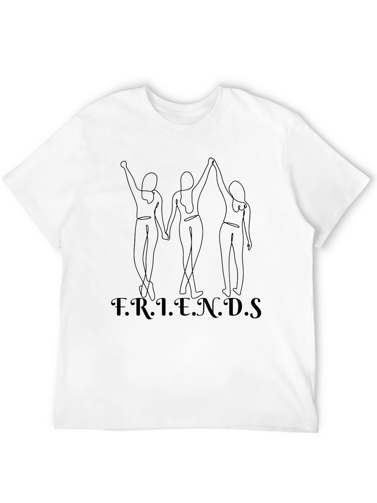 Friends Line Art Black T-Shirt