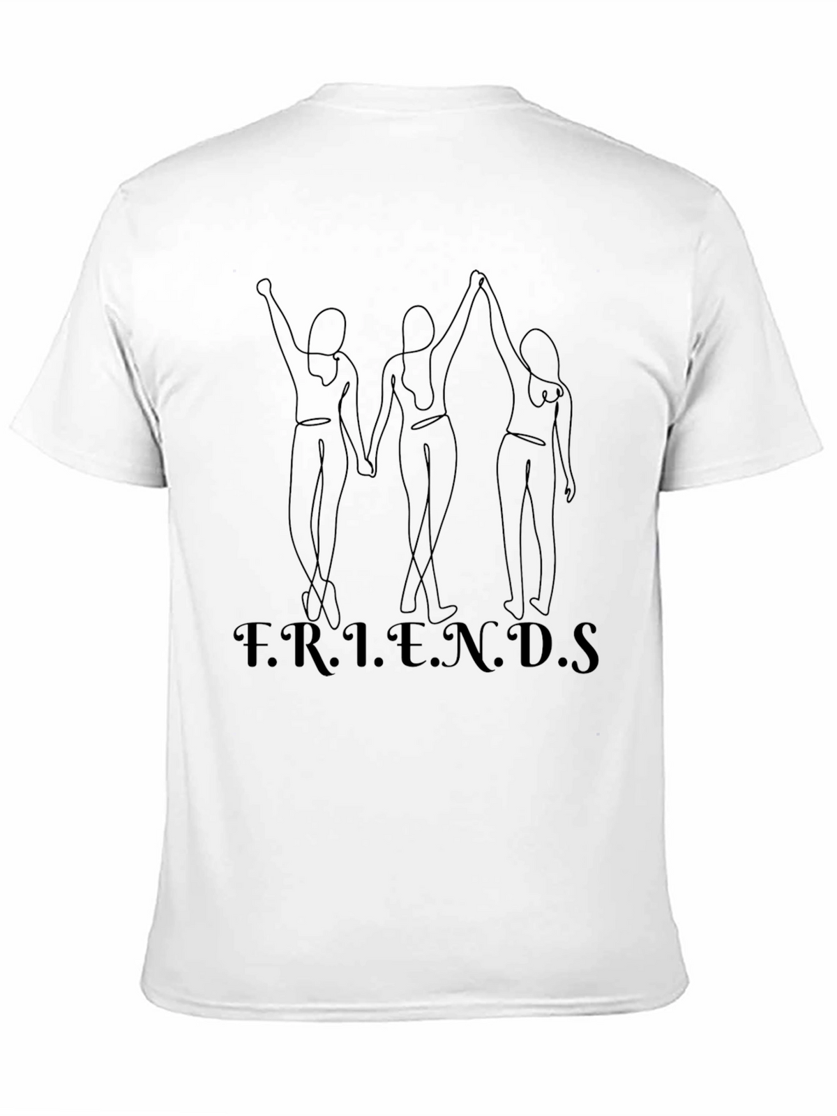 Friends Line Art Black T-Shirt