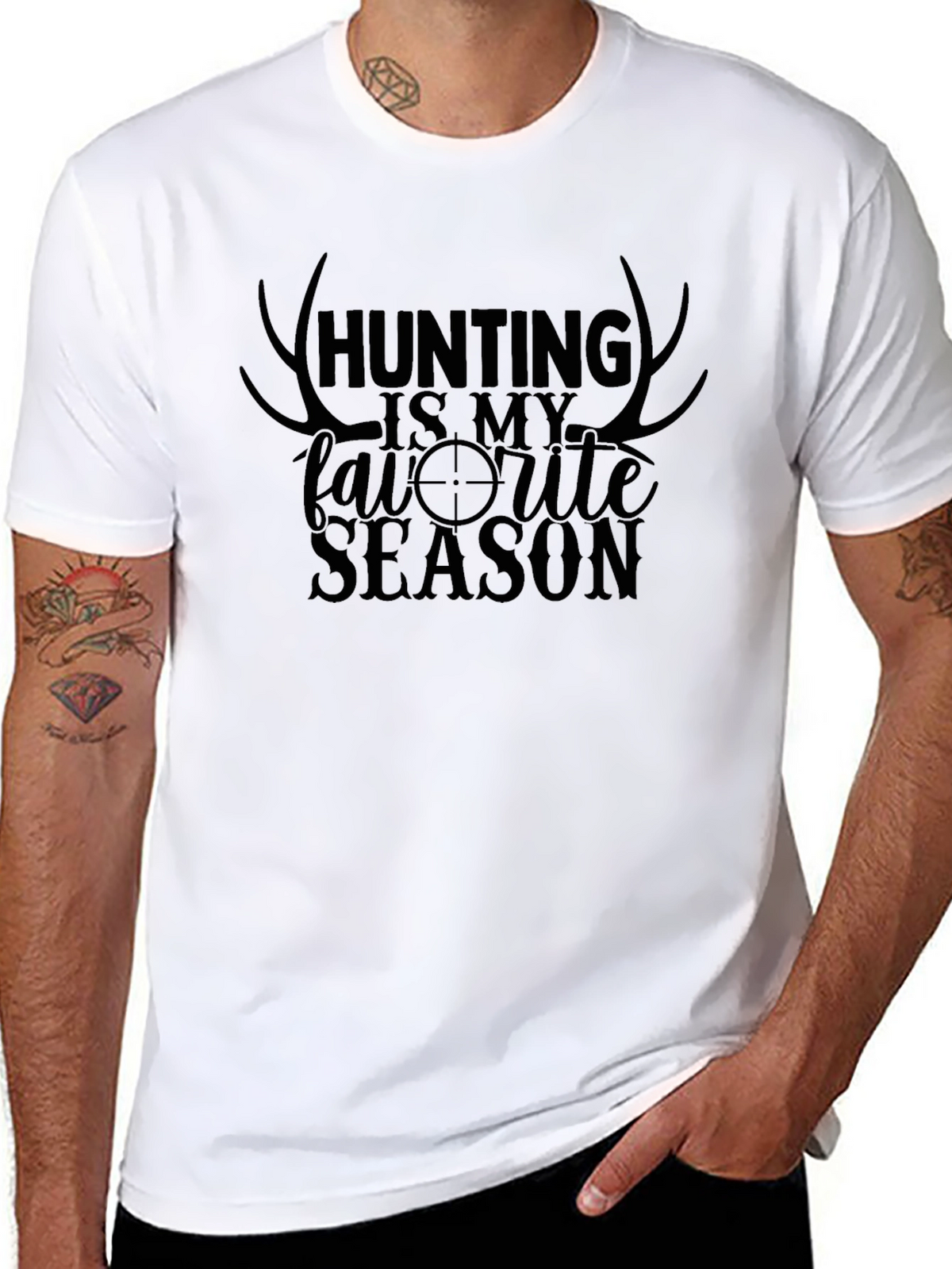 Hunting Season Graphic Tee - Black Crew Neck