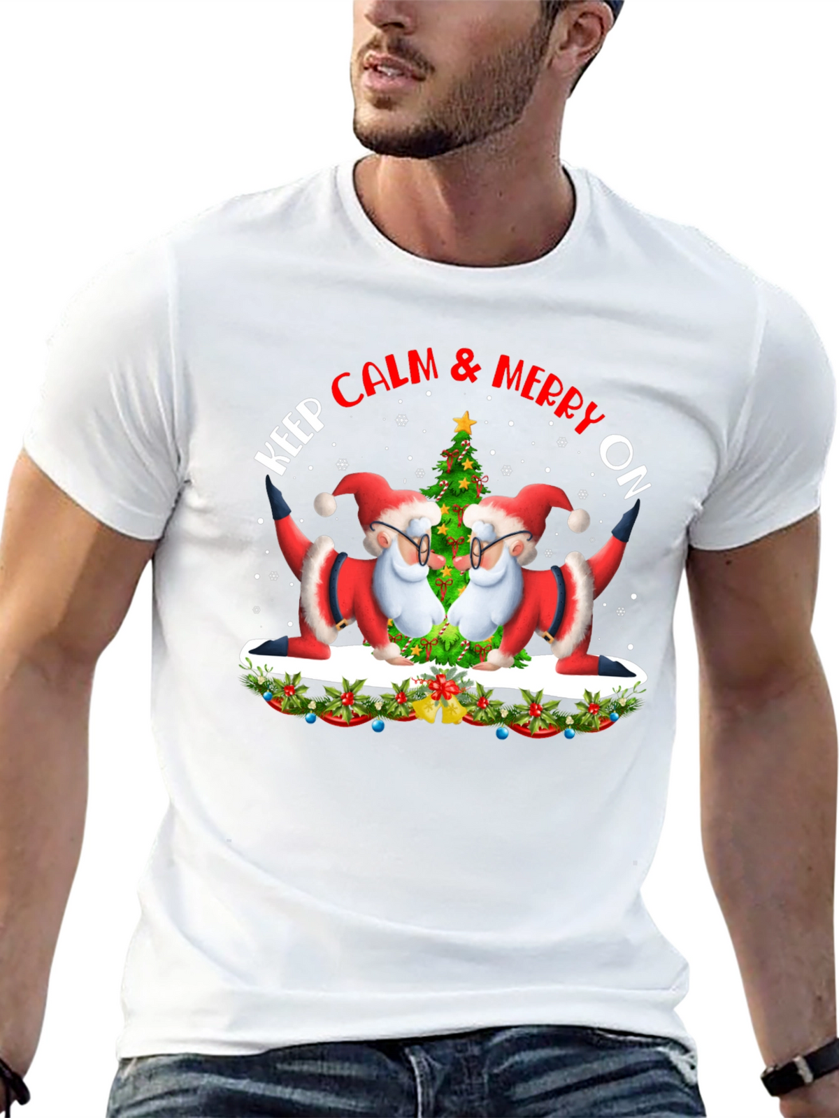 Keep Calm & Merry On Santa T-Shirt