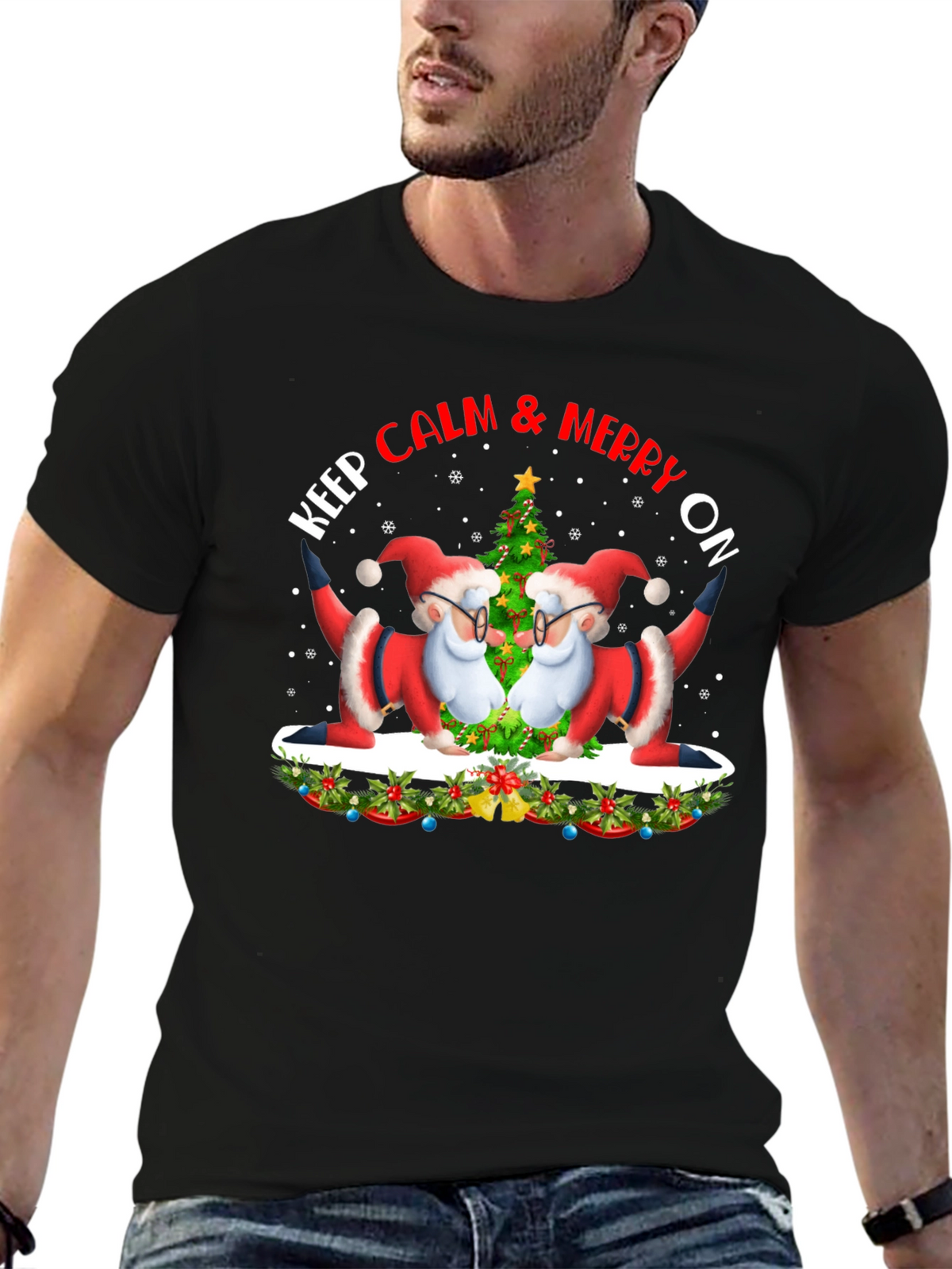 Keep Calm & Merry On Santa T-Shirt