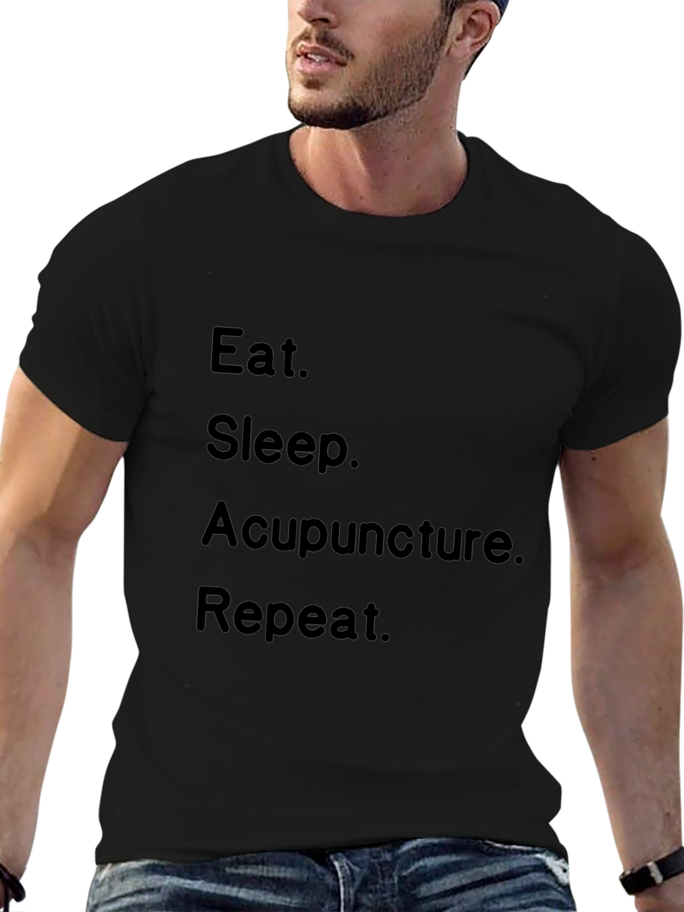 Eat Sleep Acupuncture Repeat Black T-Shirt