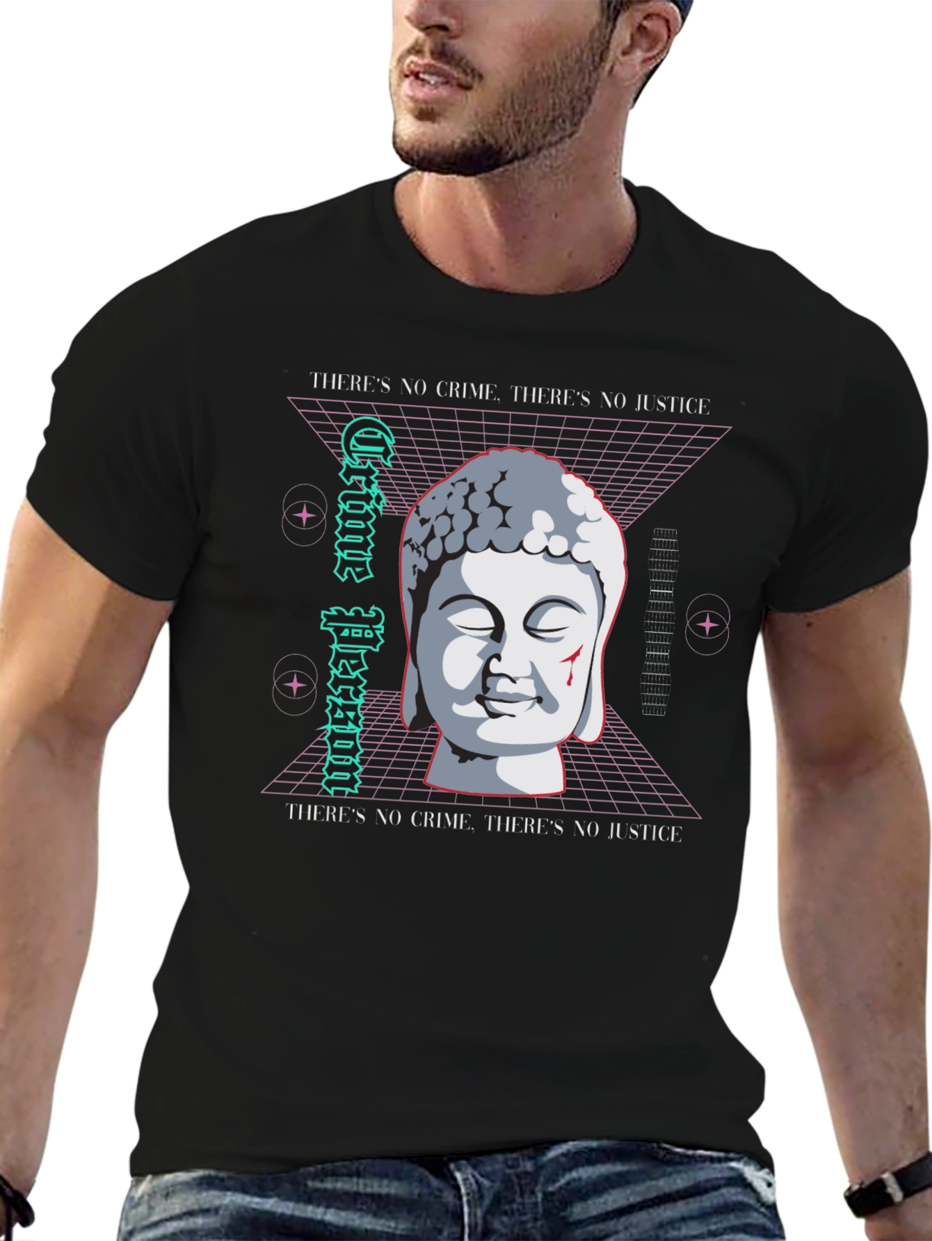 Crime Person Buddha T-Shirt - Edgy Streetwear