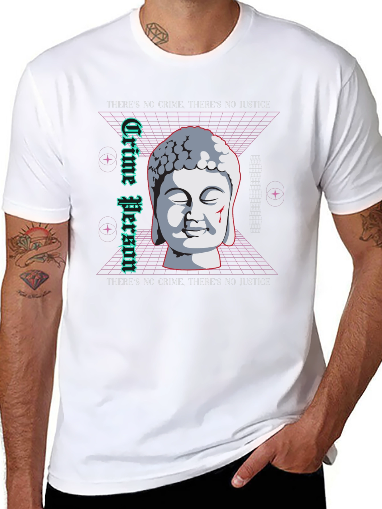 Crime Person Buddha T-Shirt - Edgy Streetwear