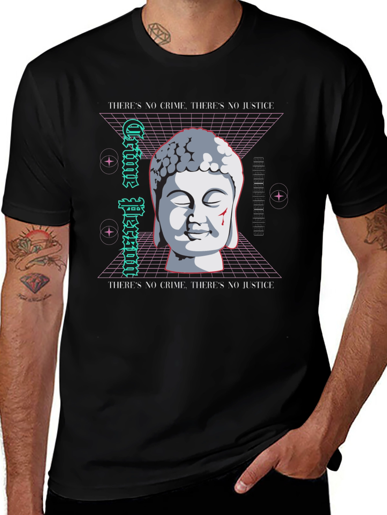 Crime Person Buddha T-Shirt - Edgy Streetwear