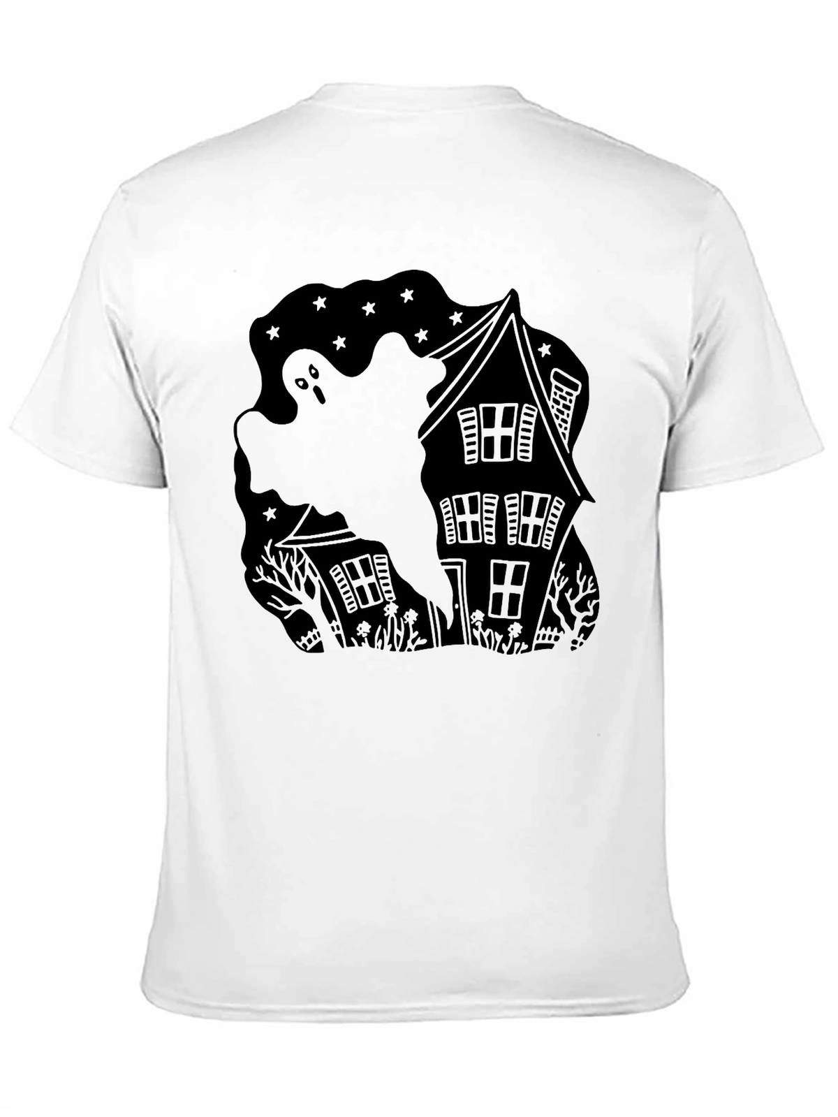 Ghostly Haunted House Black T-Shirt