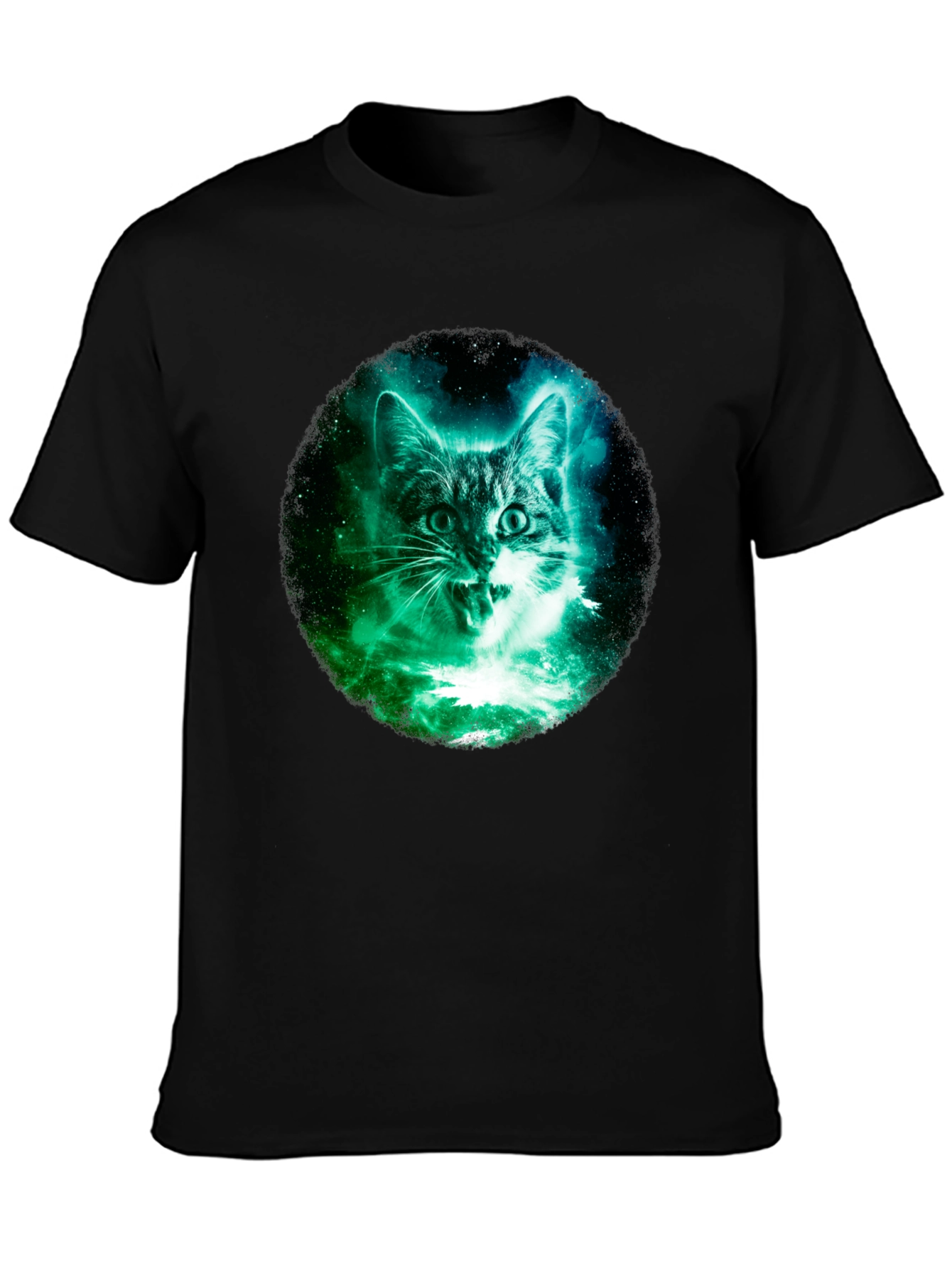 Cosmic Cat Graphic Tee - Black