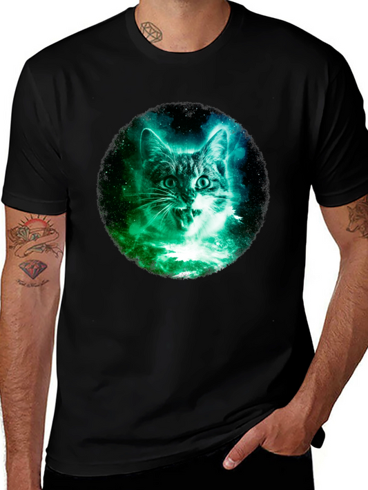 Cosmic Cat Graphic Tee - Black