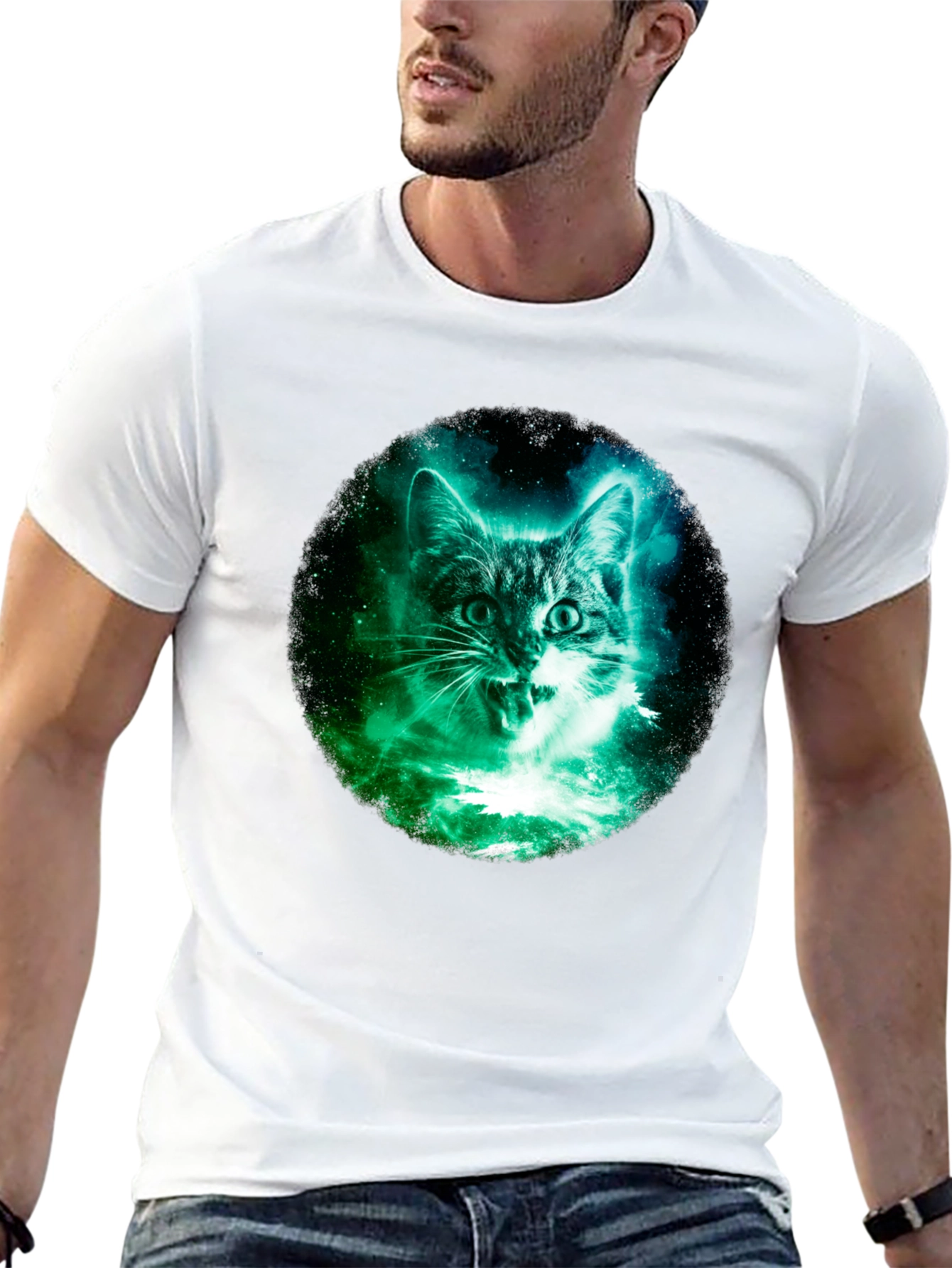 Cosmic Cat Graphic Tee - Black