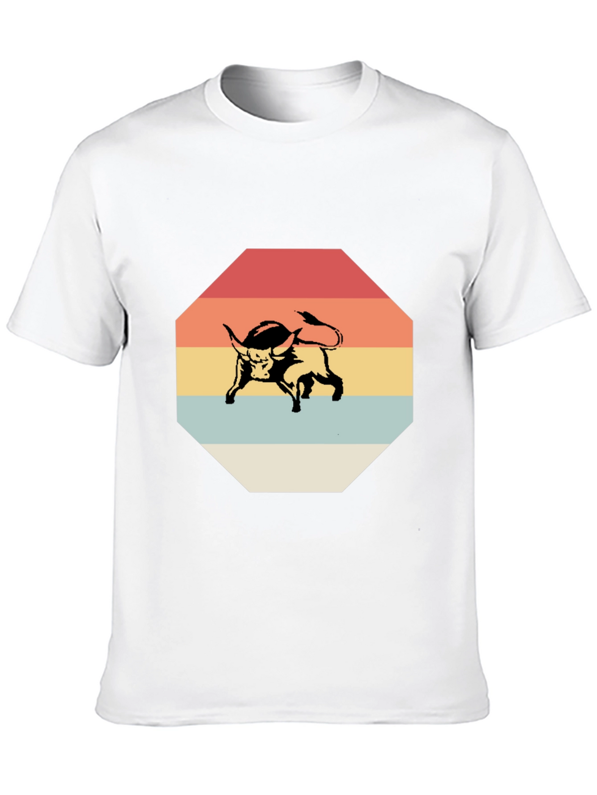 Retro Bull Graphic Tee - Stylish Mens Black T-Shirt
