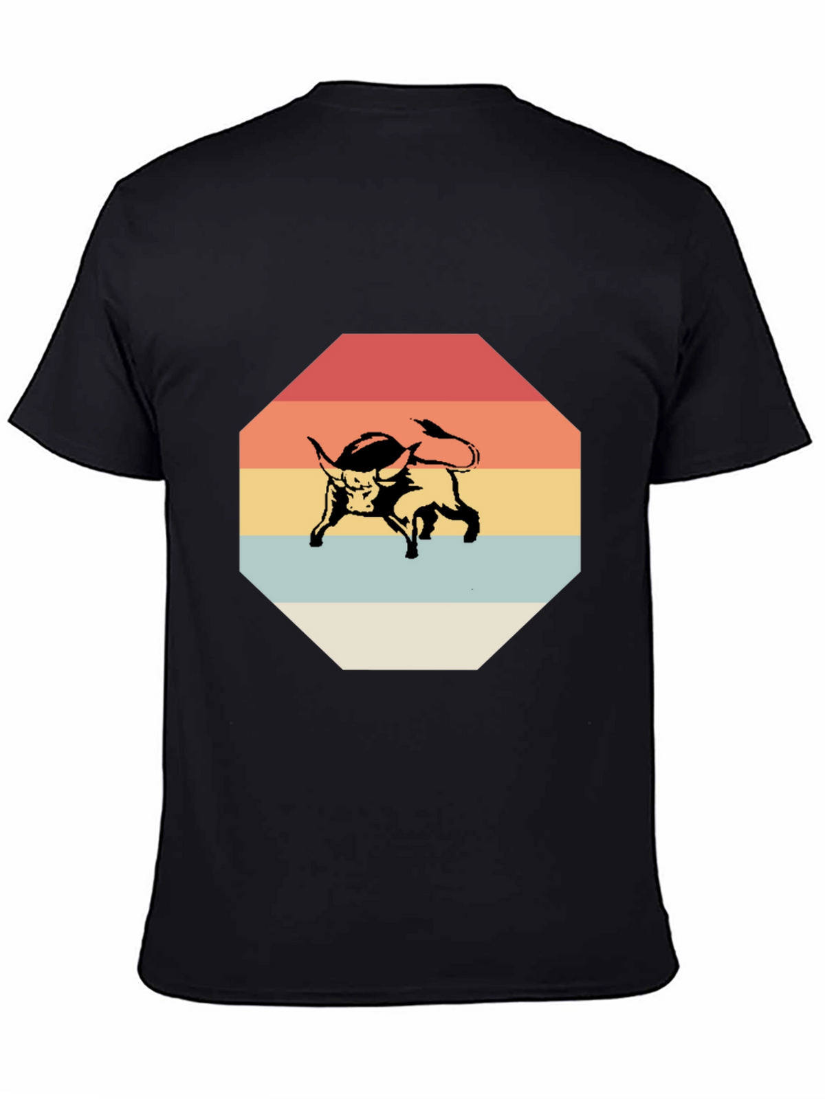 Retro Bull Graphic Tee - Stylish Mens Black T-Shirt