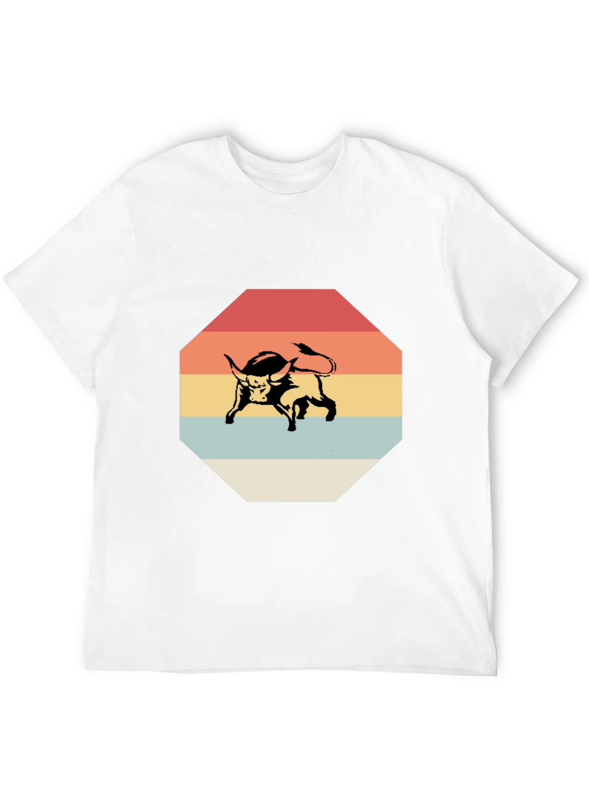 Retro Bull Graphic Tee - Stylish Mens Black T-Shirt