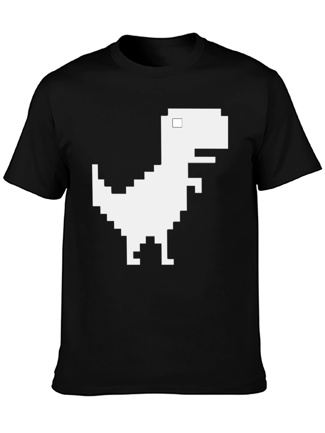 Pixel Dinosaur Graphic T-Shirt - Black Cotton Tee