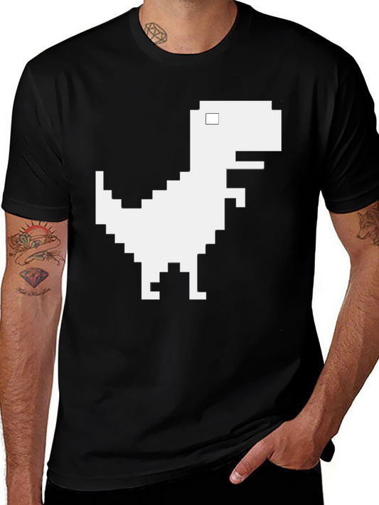 Pixel Dinosaur Graphic T-Shirt - Black Cotton Tee