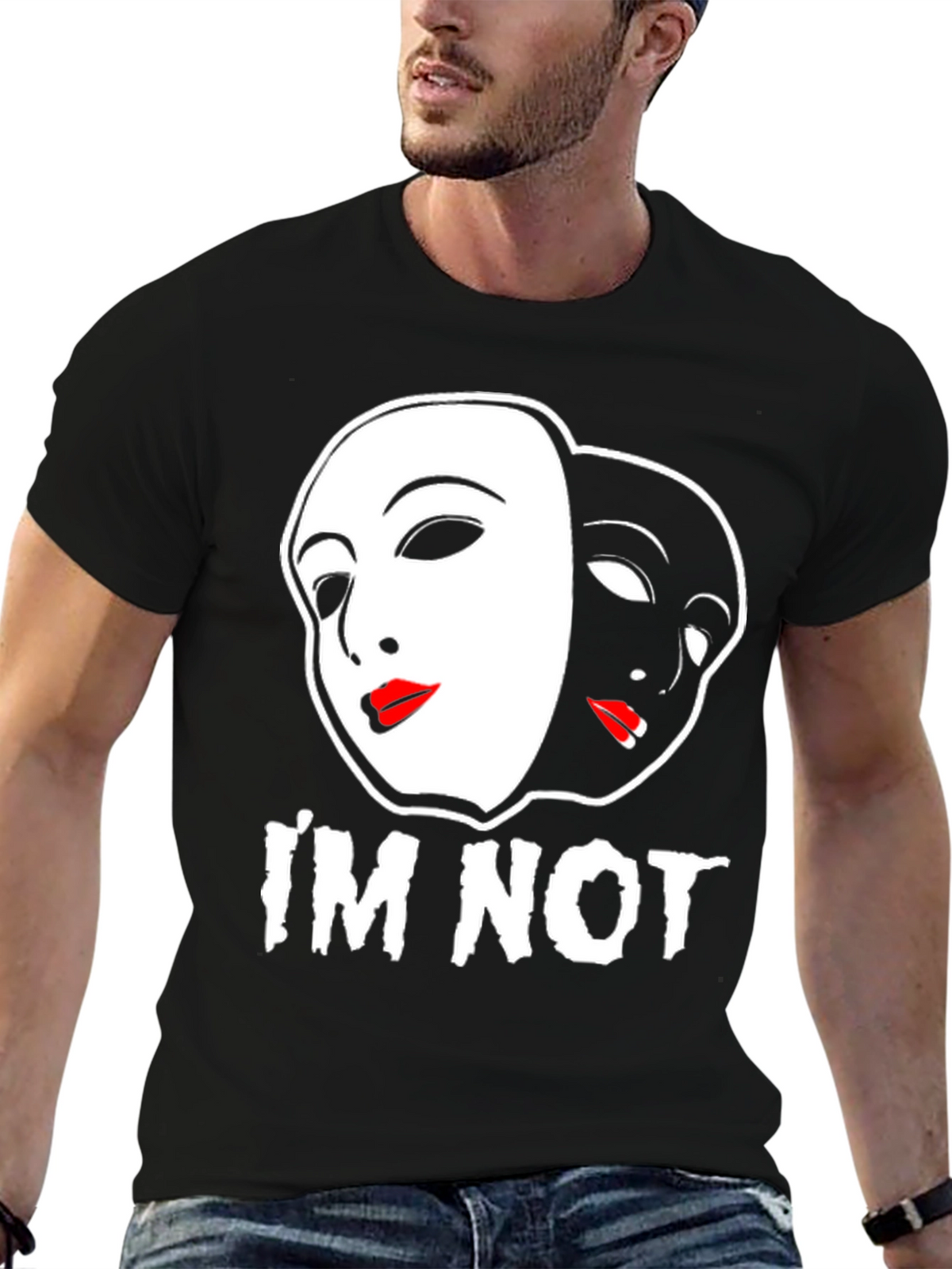 Im Not Black T-Shirt - Theater Mask Design