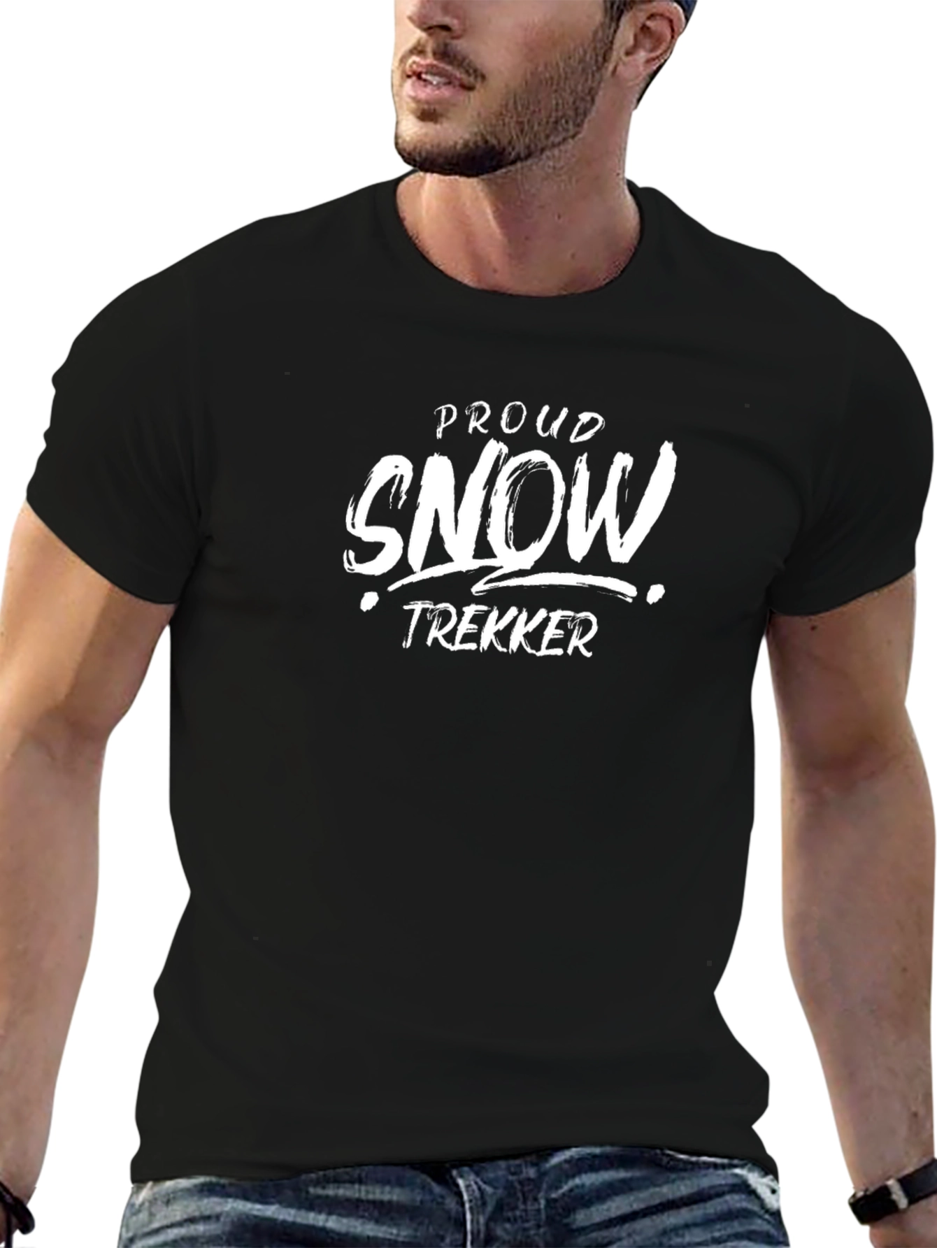 Proud Snow Trekker Black Graphic T-Shirt
