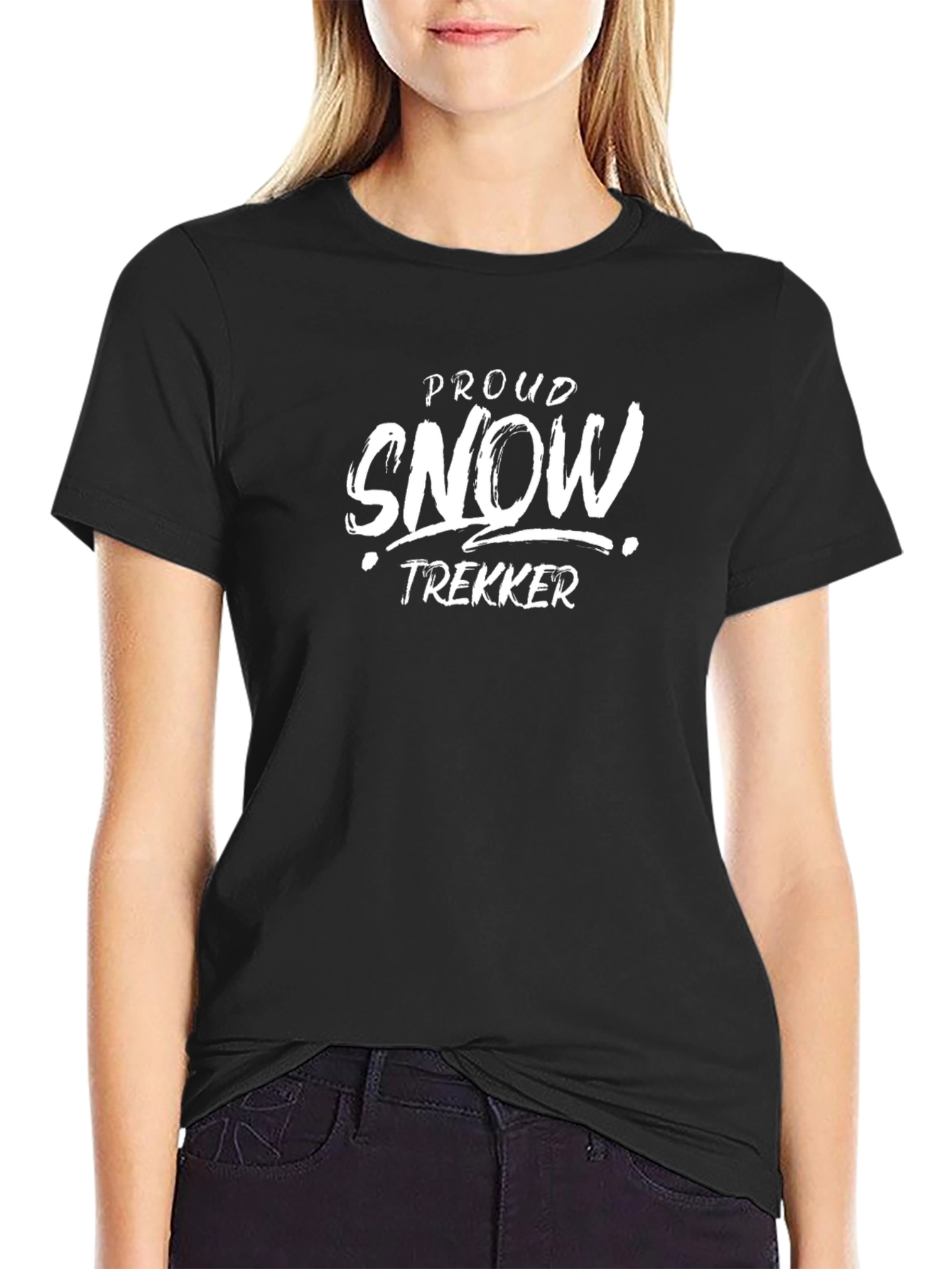 Proud Snow Trekker Black Graphic T-Shirt