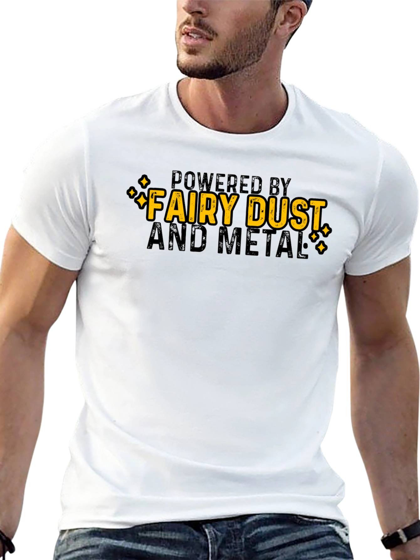 Powered by Fairy Dust and Metal Black T-Shirt