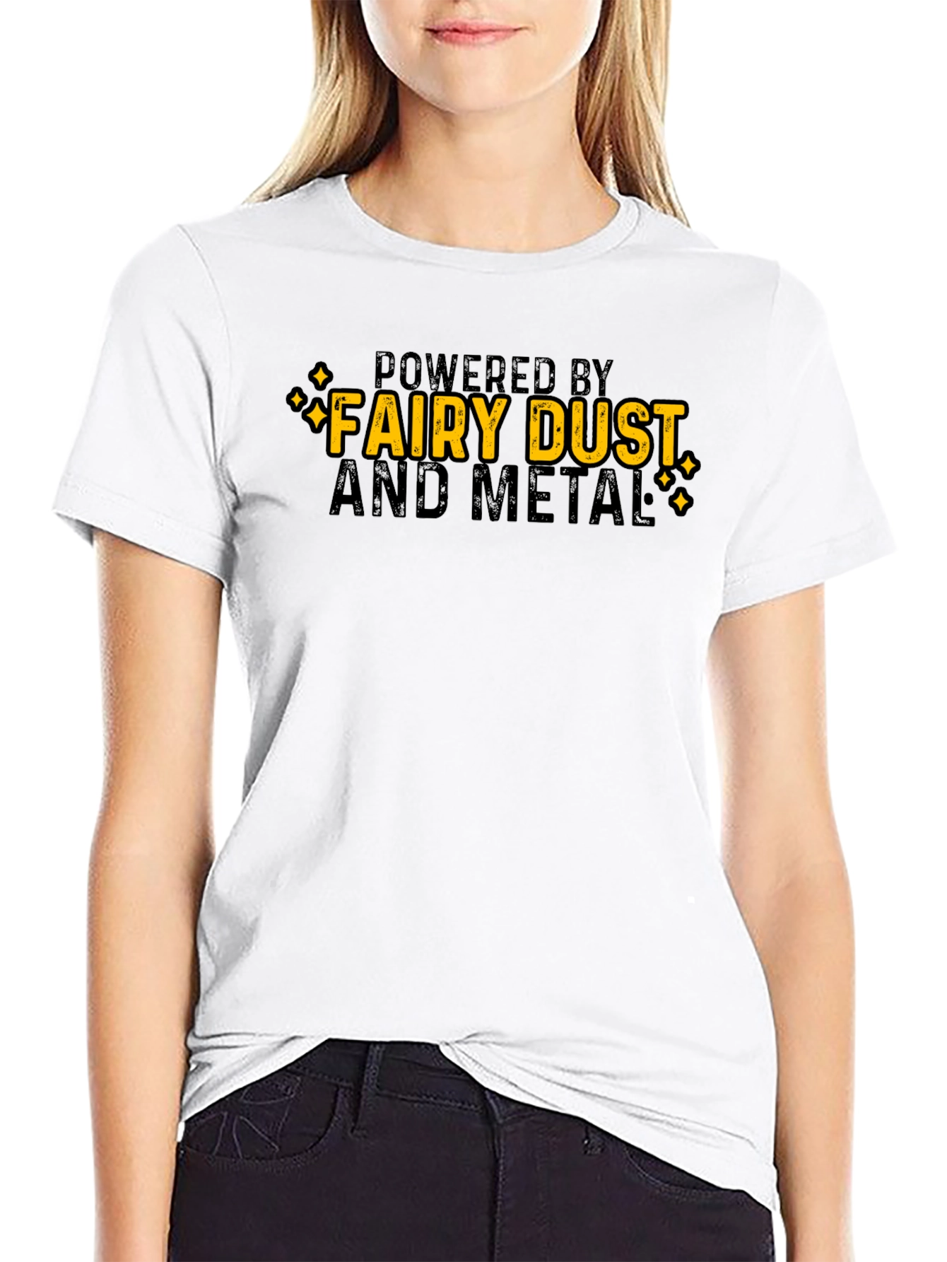 Powered by Fairy Dust and Metal Black T-Shirt