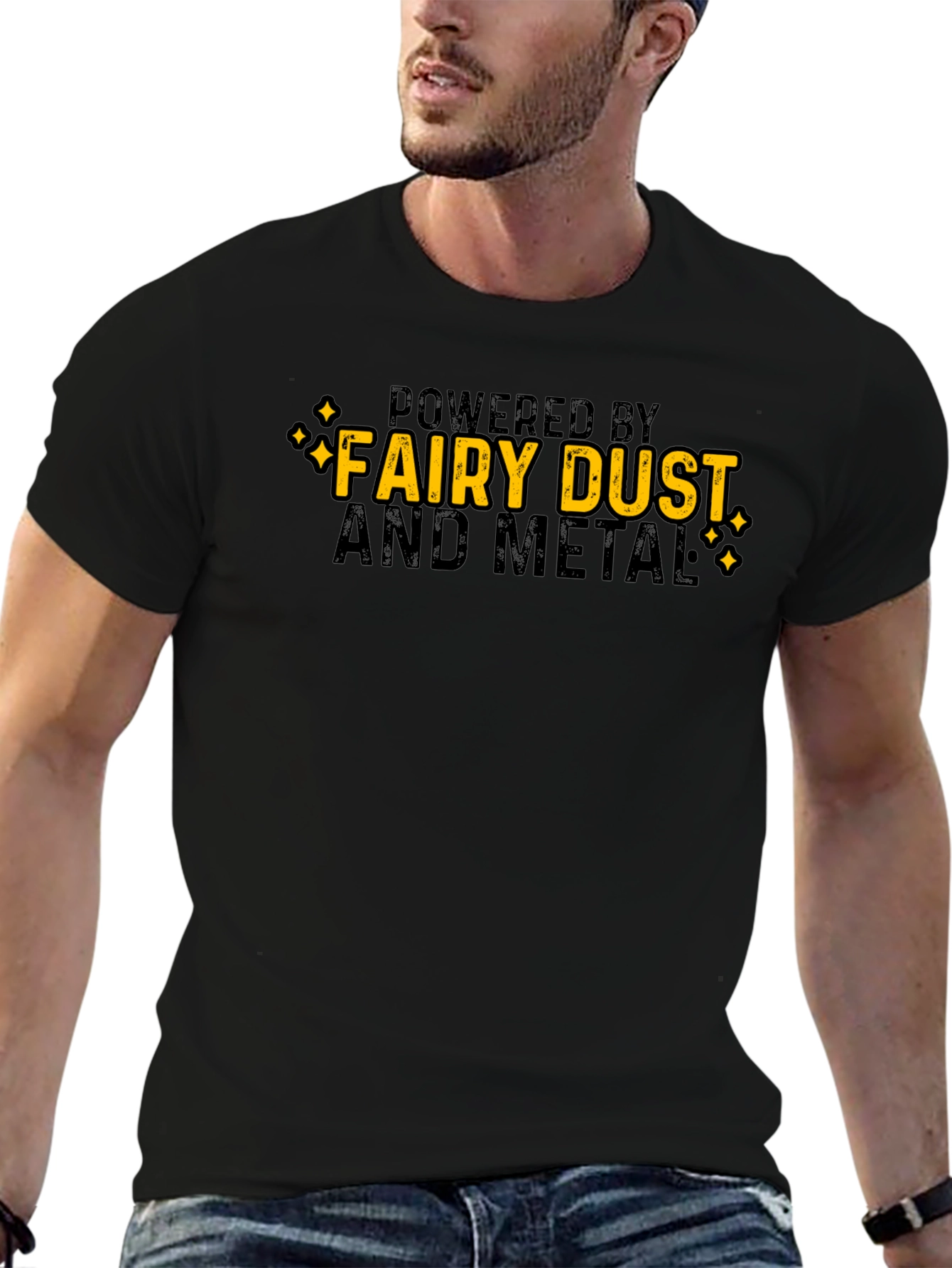 Powered by Fairy Dust and Metal Black T-Shirt