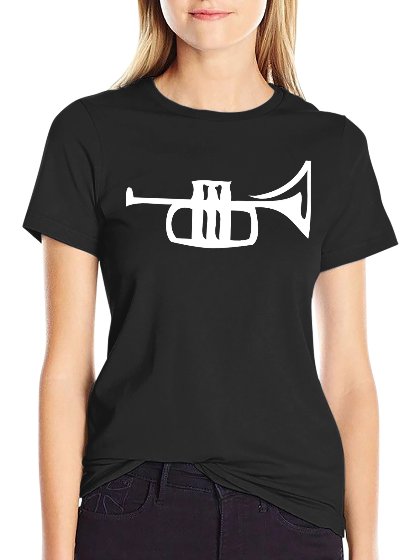 Trumpet Graphic Tee - Black Cotton Casual Shirt