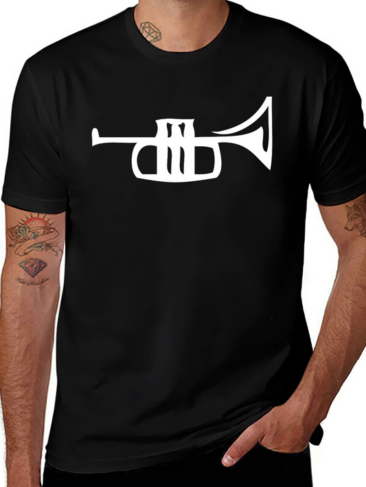Trumpet Graphic Tee - Black Cotton Casual Shirt