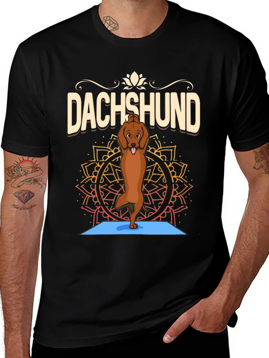 Yoga Dachshund Graphic Tee - Relaxed Fit