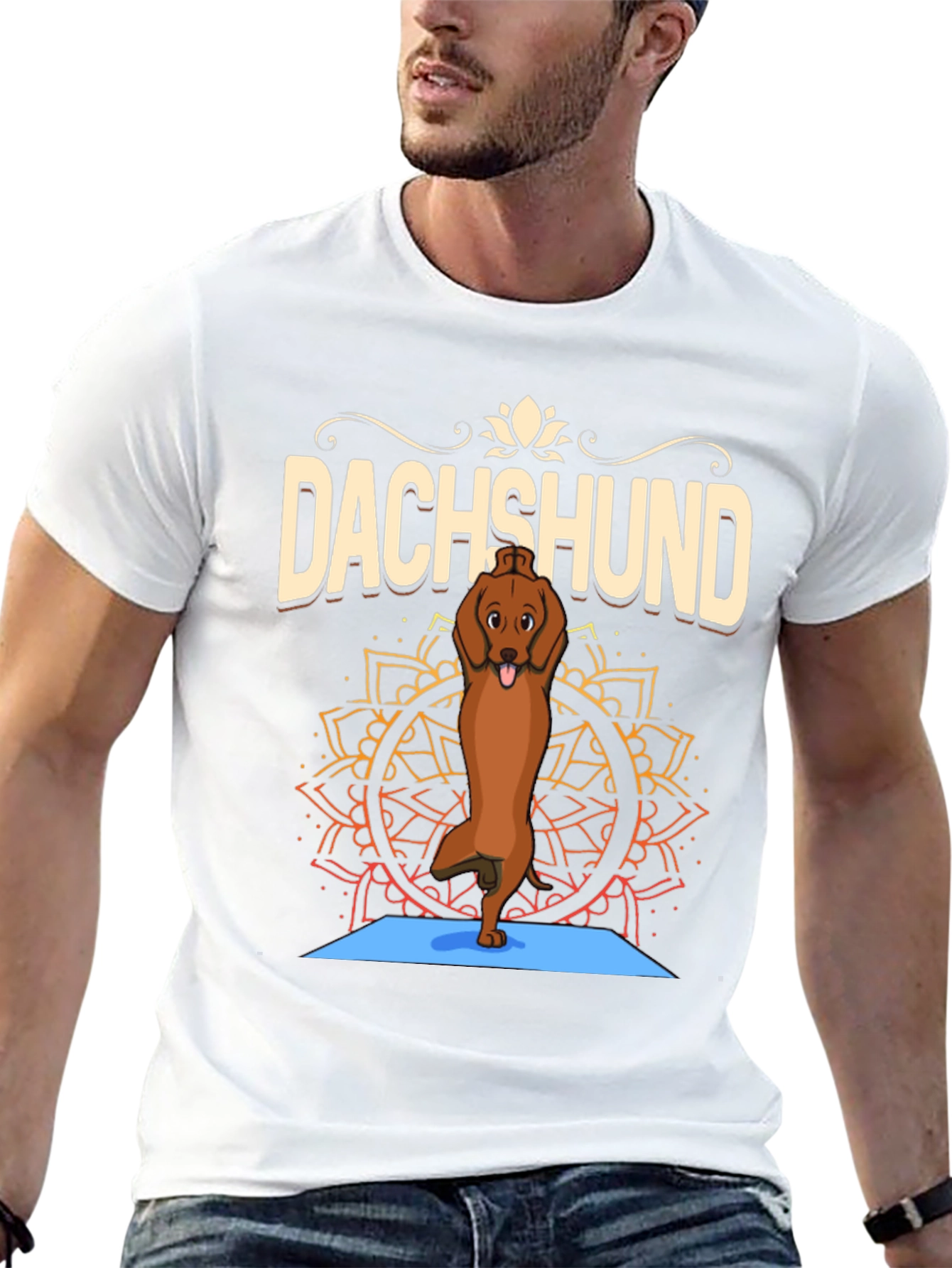 Yoga Dachshund Graphic Tee - Relaxed Fit