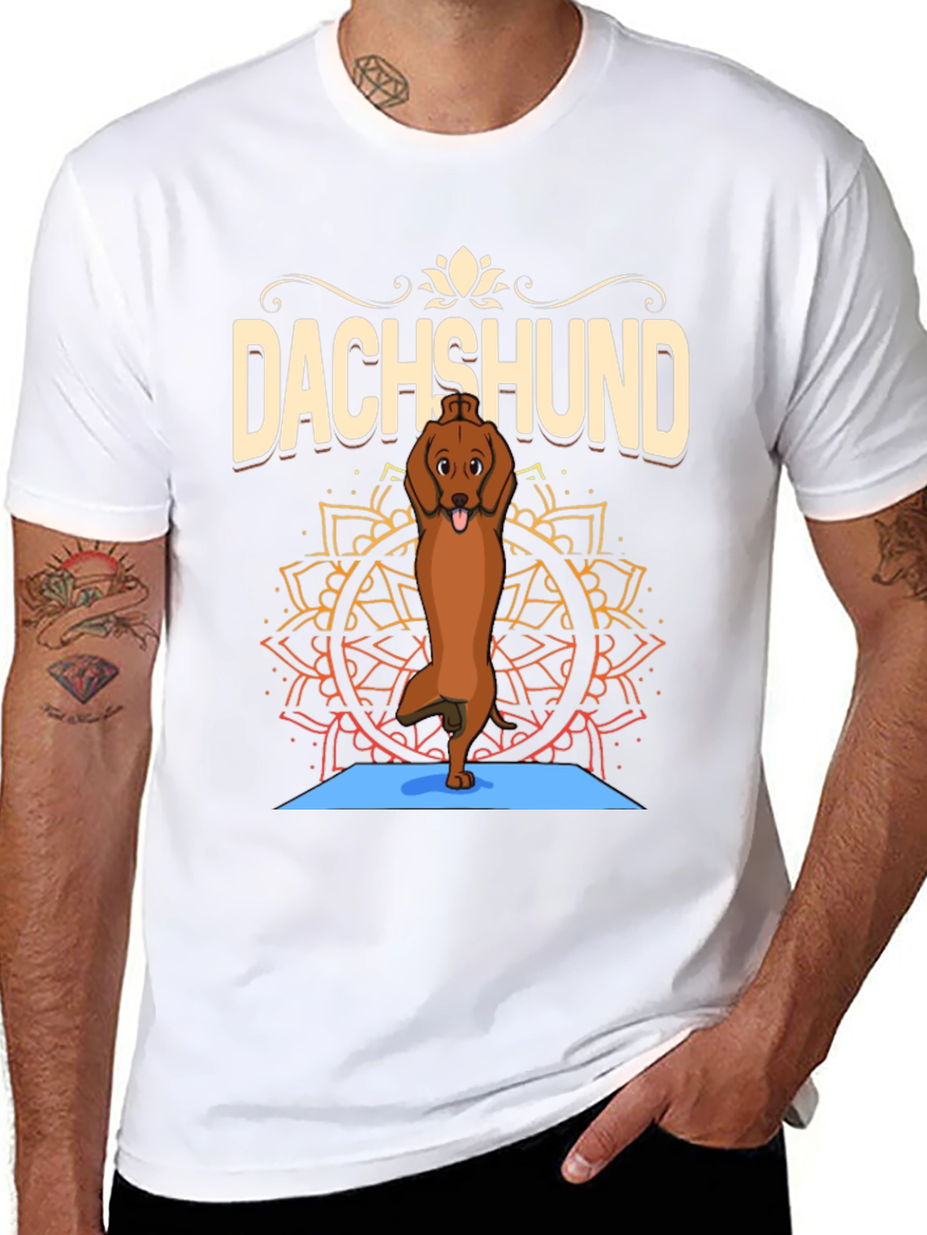 Yoga Dachshund Graphic Tee - Relaxed Fit