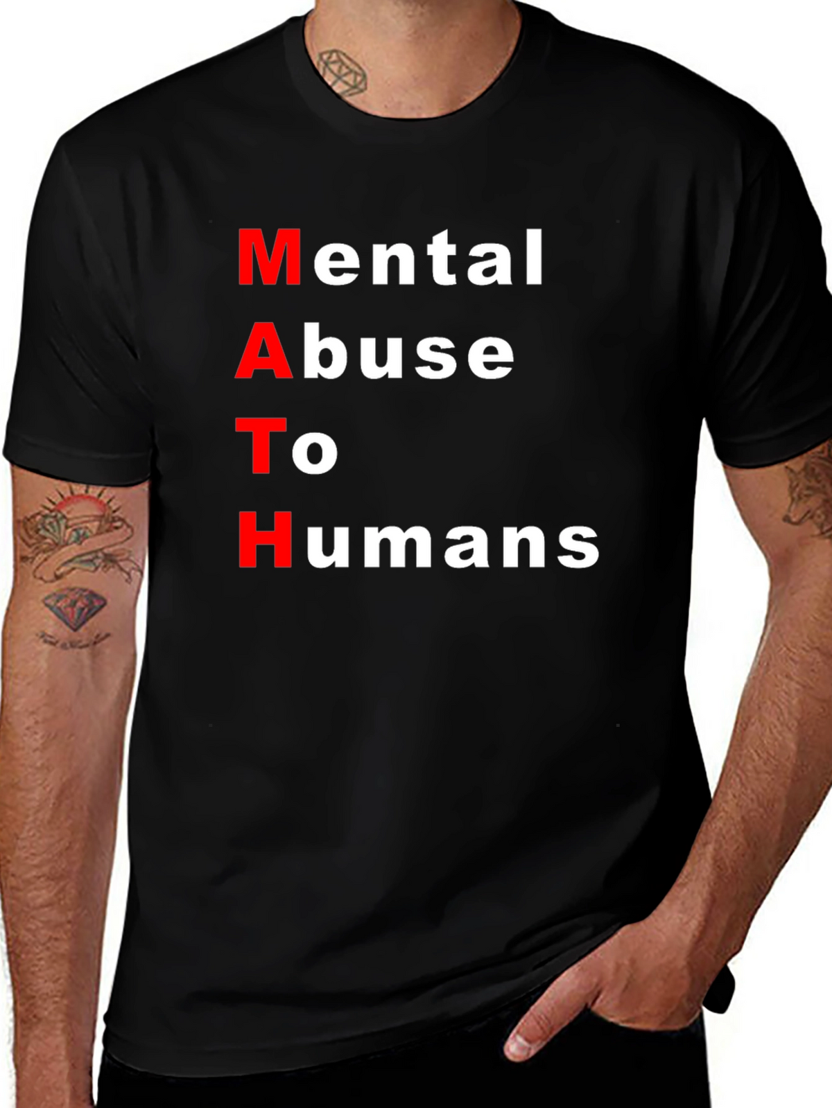 MATH: Mental Abuse To Humans Black T-Shirt