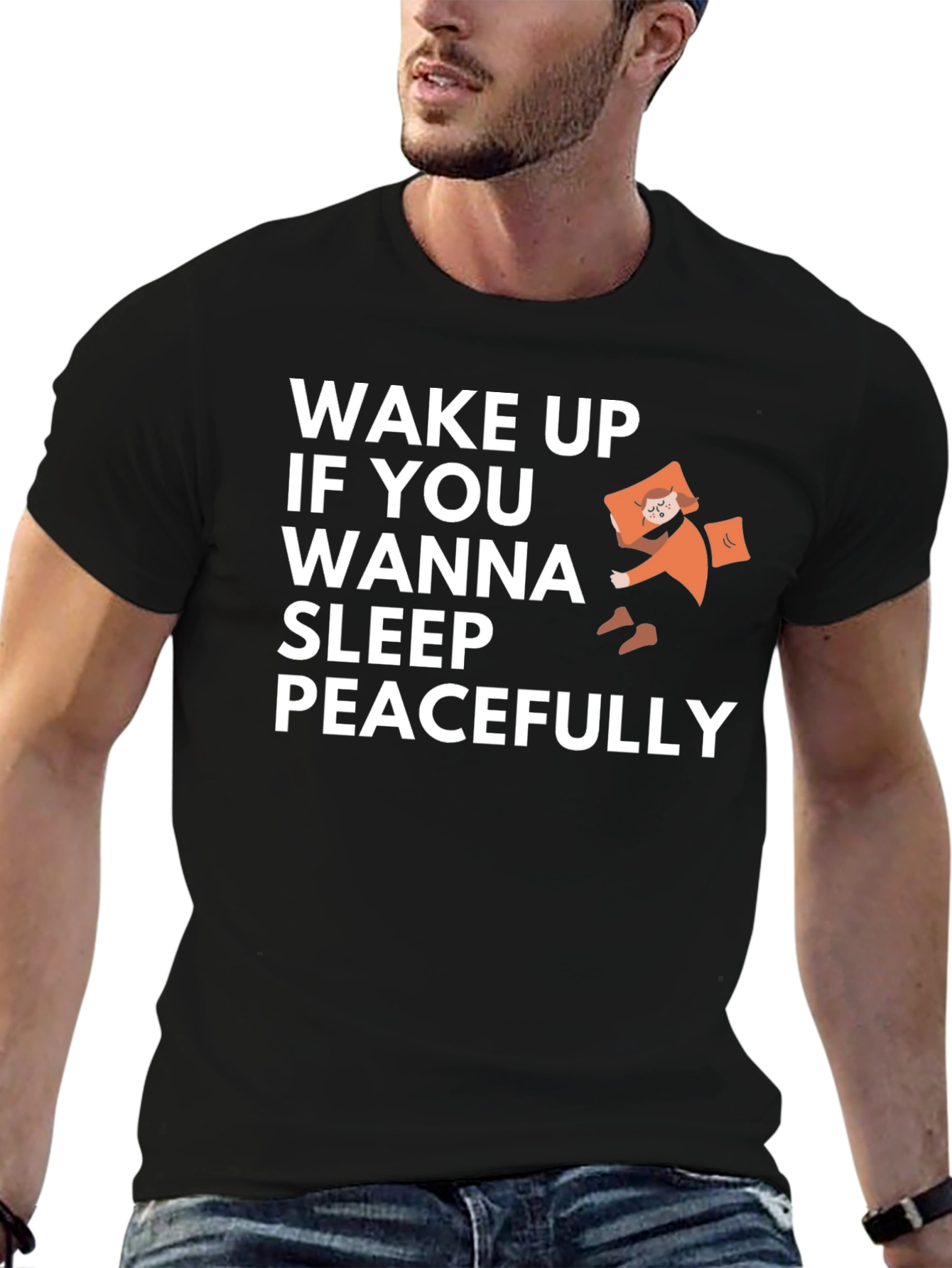Wake Up & Sleep Peacefully Black Graphic Tee