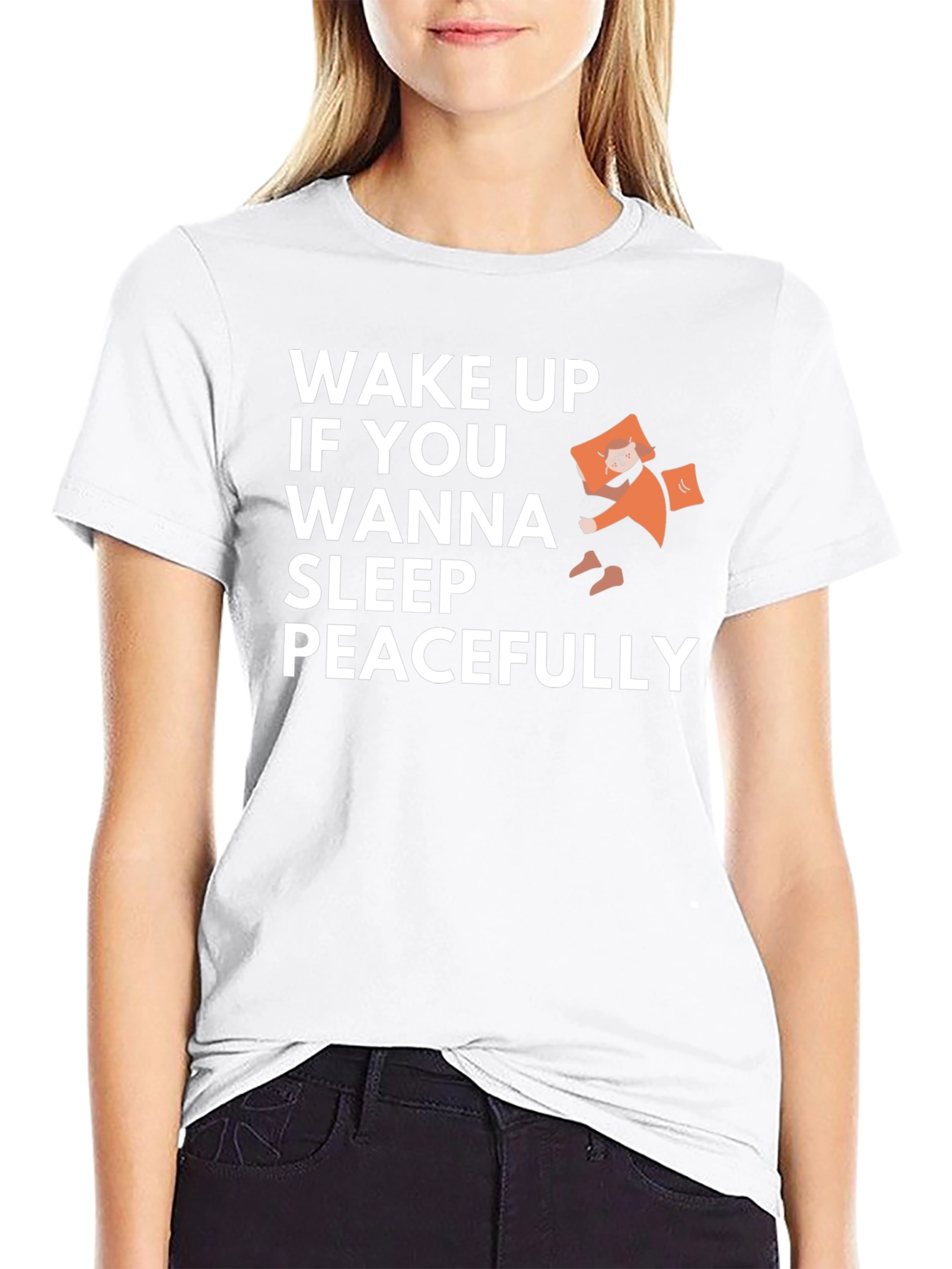 Wake Up & Sleep Peacefully Black Graphic Tee