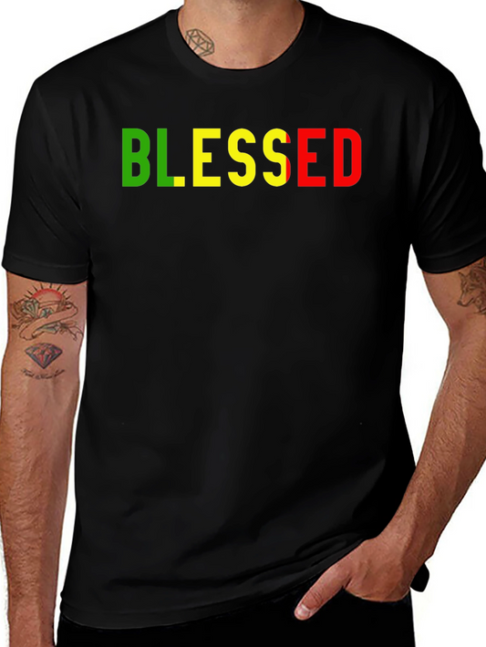 Blessed Graphic Tee - Rasta Colors