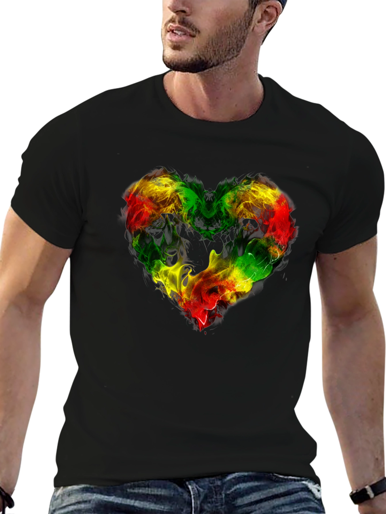 Rasta Heart Graphic Tee - Reggae Love