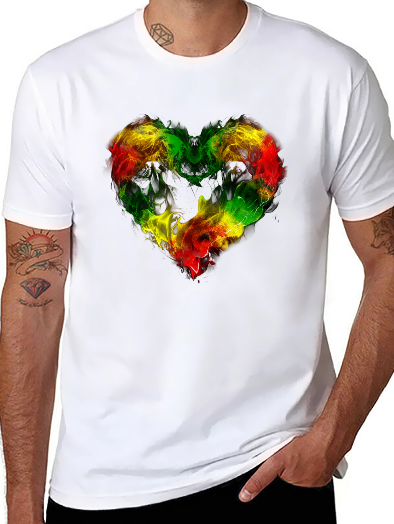 Rasta Heart Graphic Tee - Reggae Love