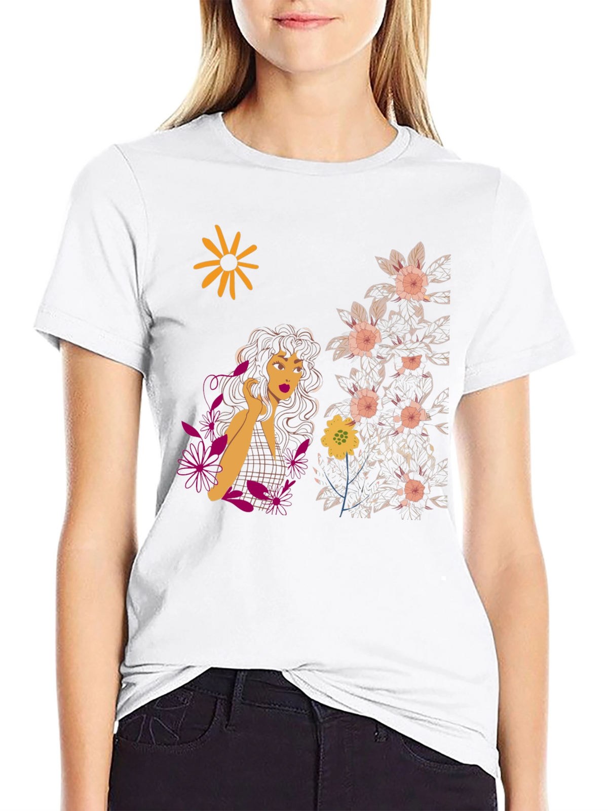 Floral Print T-Shirt - Artistic Design