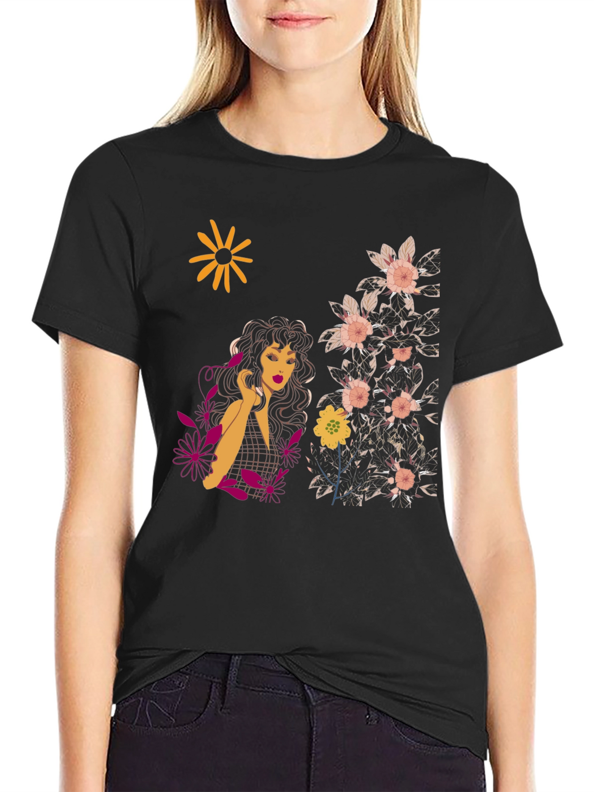 Floral Print T-Shirt - Artistic Design