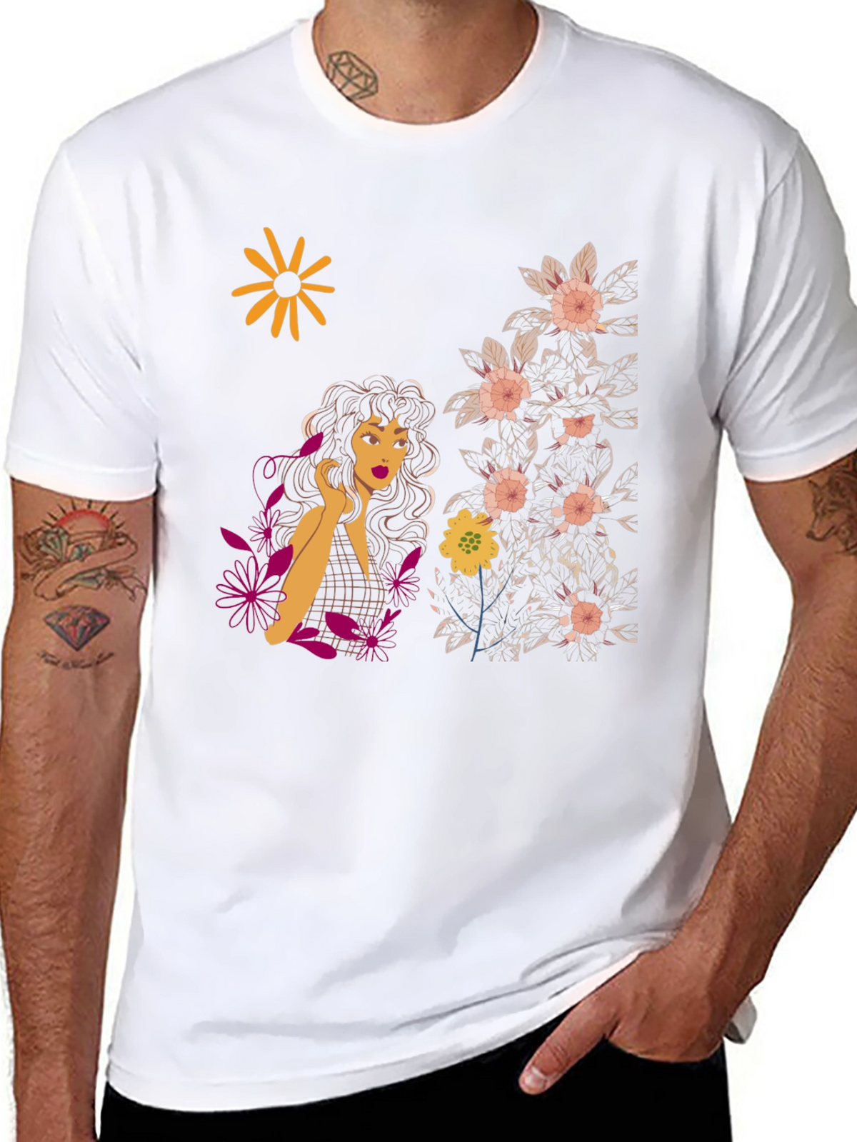 Floral Print T-Shirt - Artistic Design