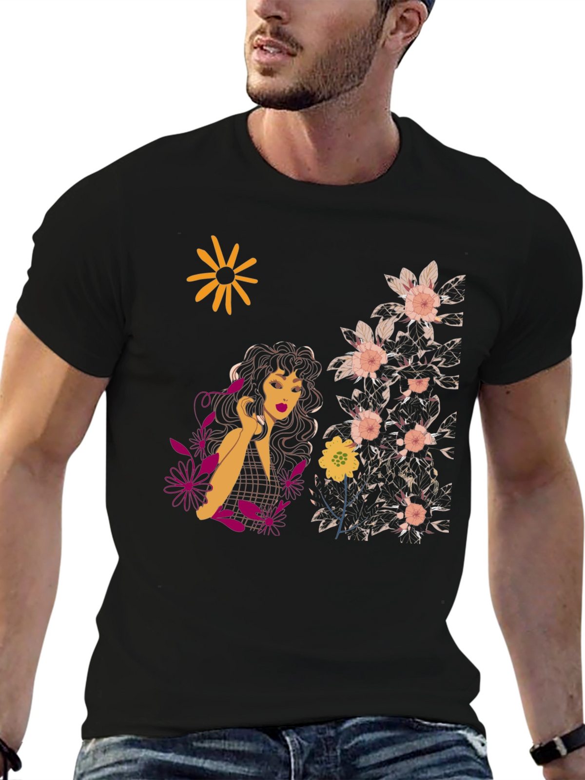 Floral Print T-Shirt - Artistic Design