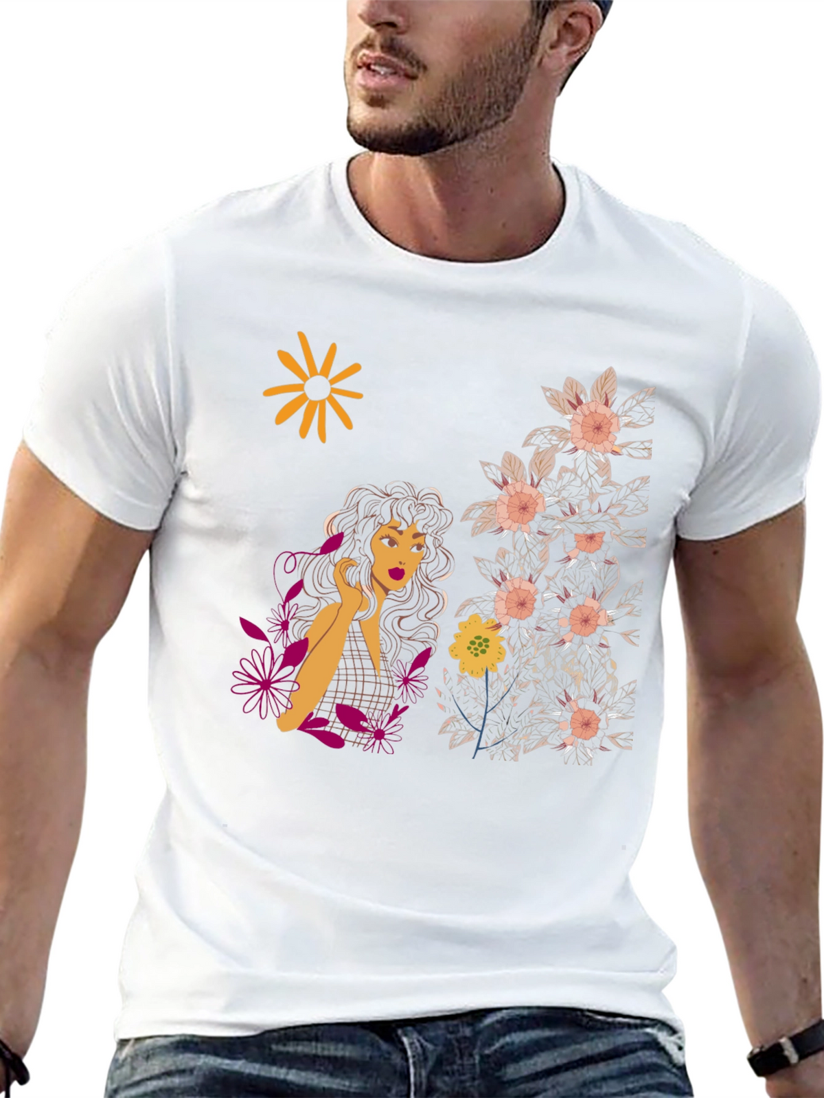 Floral Print T-Shirt - Artistic Design