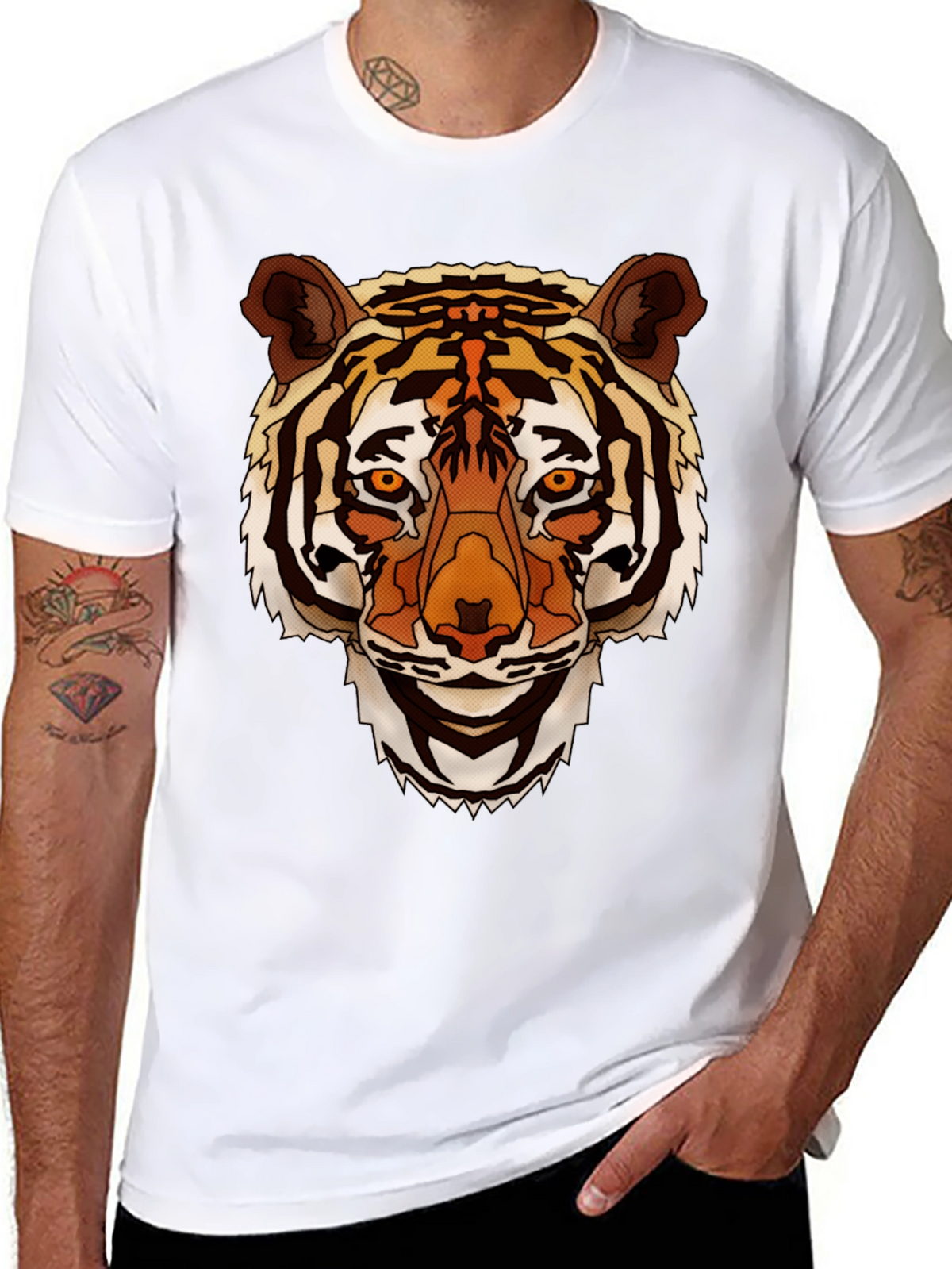 Tiger Graphic Print Mens Black T-Shirt