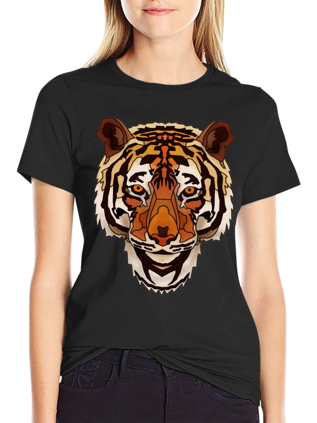 Tiger Graphic Print Mens Black T-Shirt