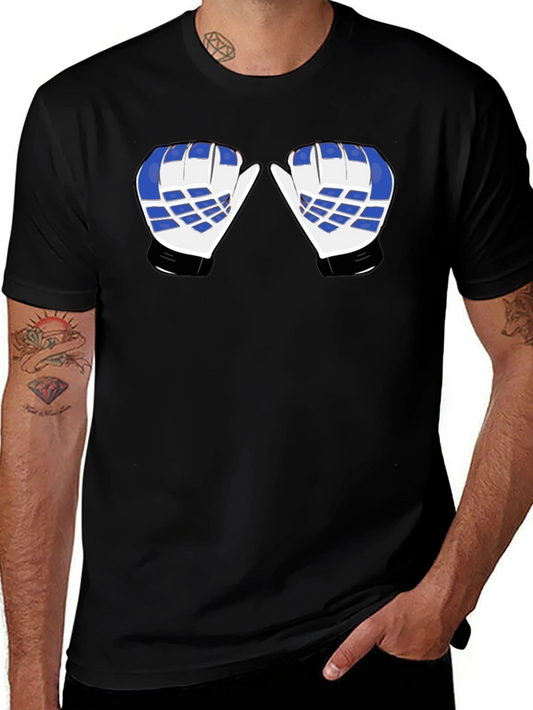 Hockey Goalie Mittens Graphic Tee - Black Cotton