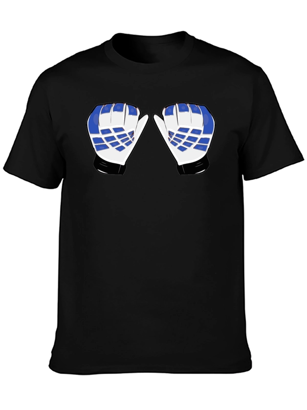 Hockey Goalie Mittens Graphic Tee - Black Cotton