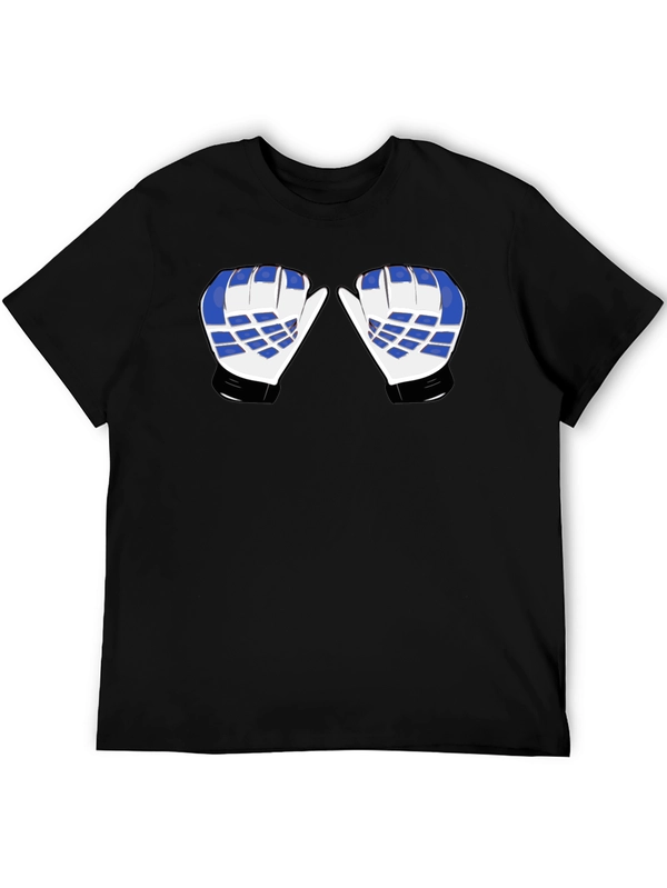 Hockey Goalie Mittens Graphic Tee - Black Cotton